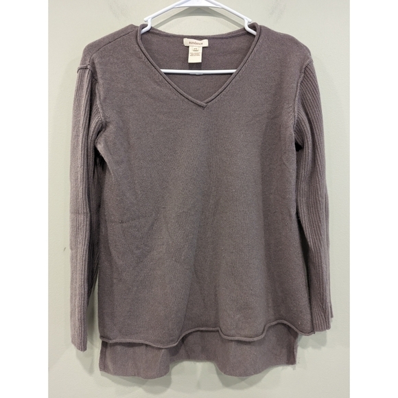 Sundance Catalog 100% Cashmere V-Neck Greyish Purple Sweater Small Petite - Picture 1 of 4